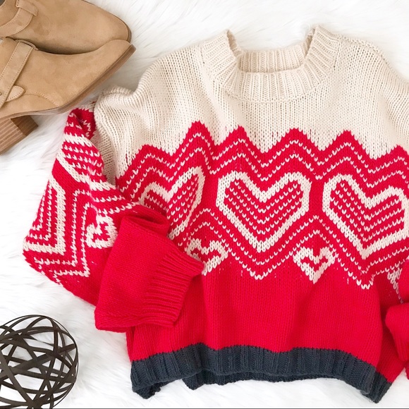free people heart sweater